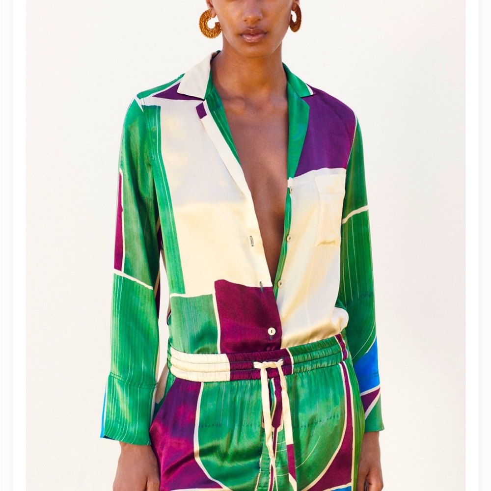 ZARA 100% SILK PRINTED SHIRT - LIMITED EDITION